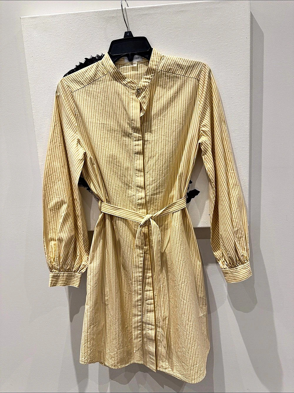 Calvin Klein Striped Belted Mini Dress in Yellow & White Size 4